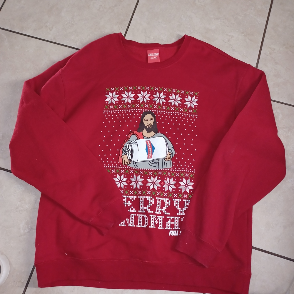 Merry Christmas Red Graphic Crewneck Sweater